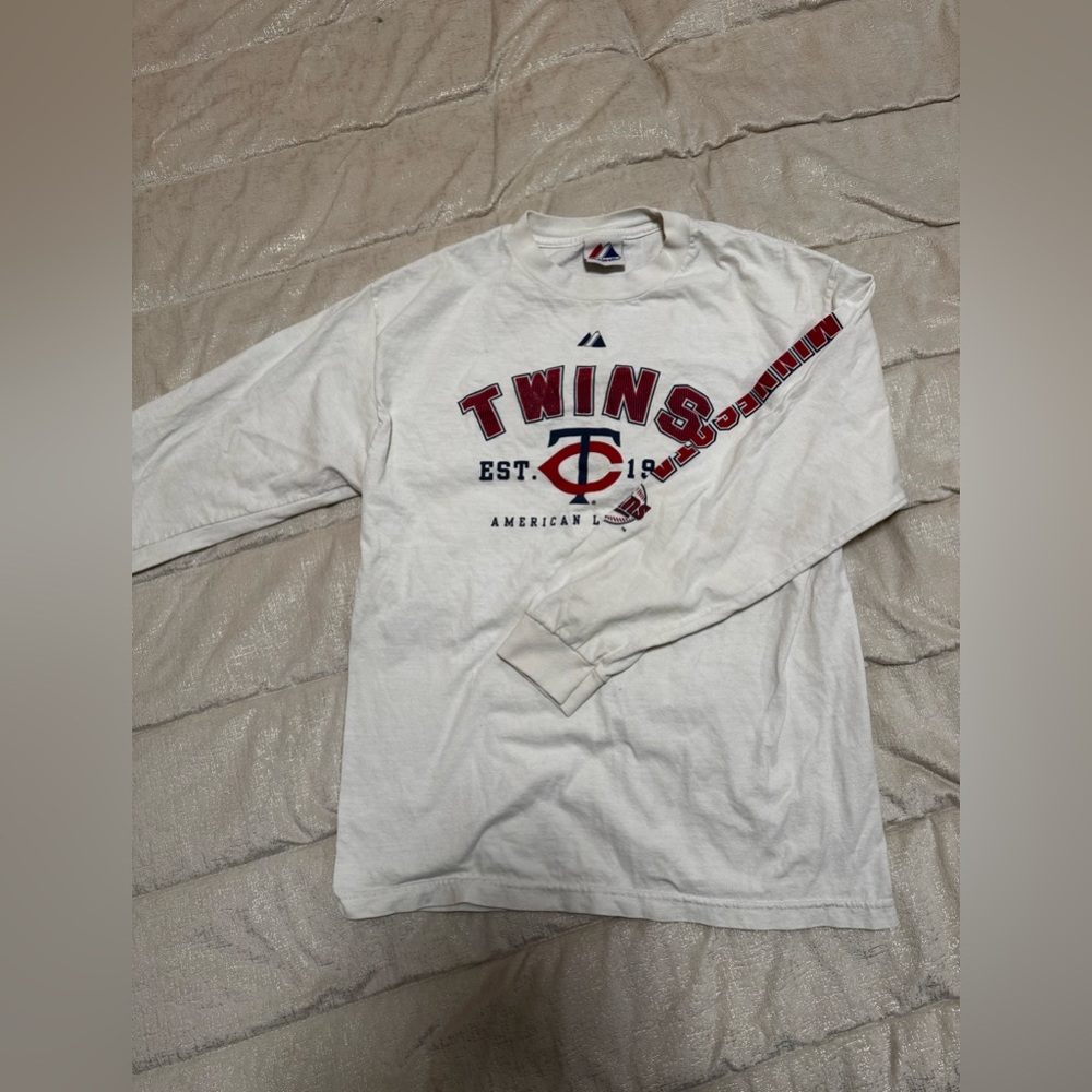 Minnesota Twins Baseballl MLB Long Sleeve White Shirt Size M